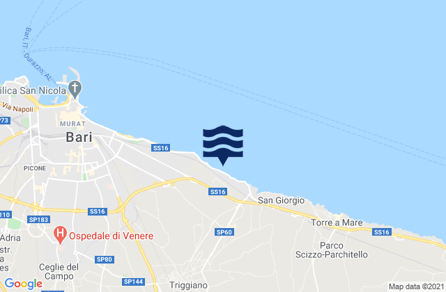 Mapa de mareas Triggiano, Italy