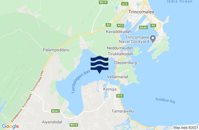 Mapa de mareas Trincomalee District, Sri Lanka