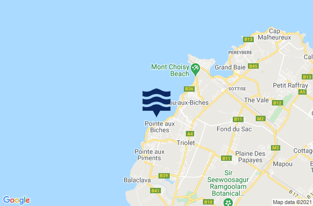 Mapa de mareas Triolet, Mauritius