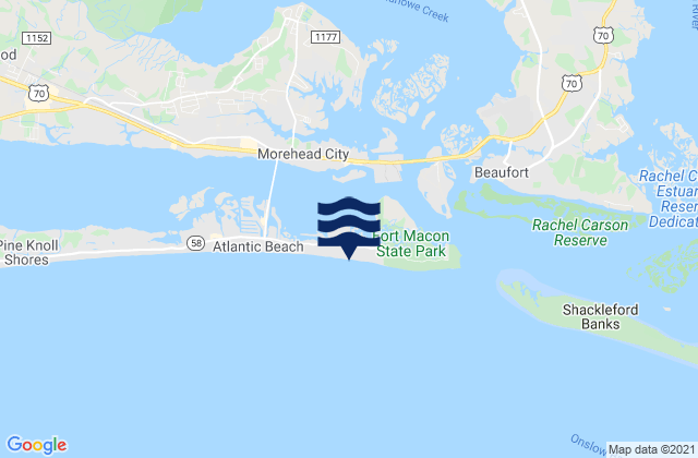 Mapa de mareas Triple Ess Marina (Bogue Sd.), United States