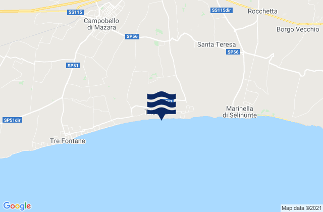 Mapa de mareas Triscina, Italy