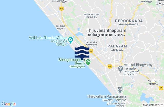 Mapa de mareas Trivandrum, India