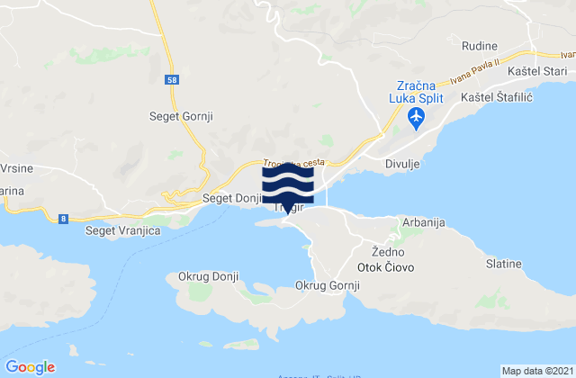Mapa de mareas Trogir, Croatia