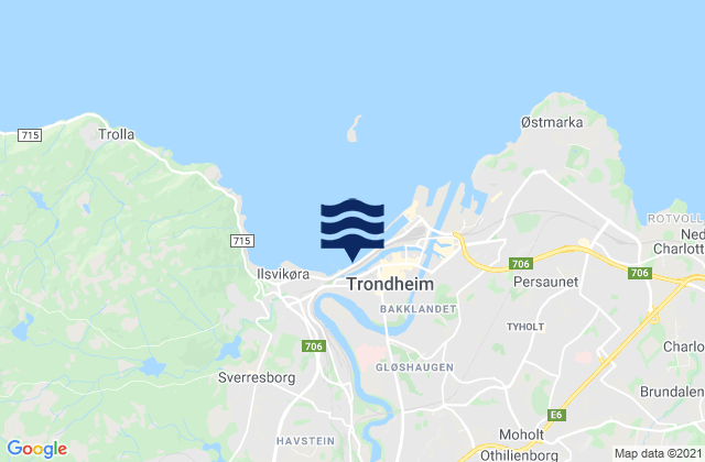 Mapa de mareas Trondheim Havn, Norway