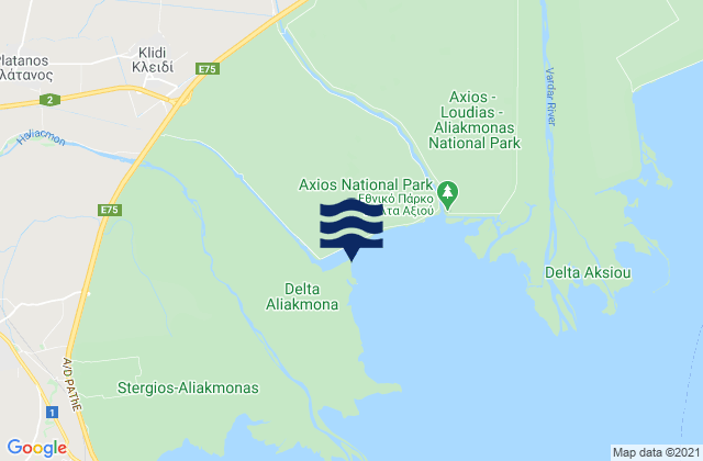 Mapa de mareas Tríkala, Greece
