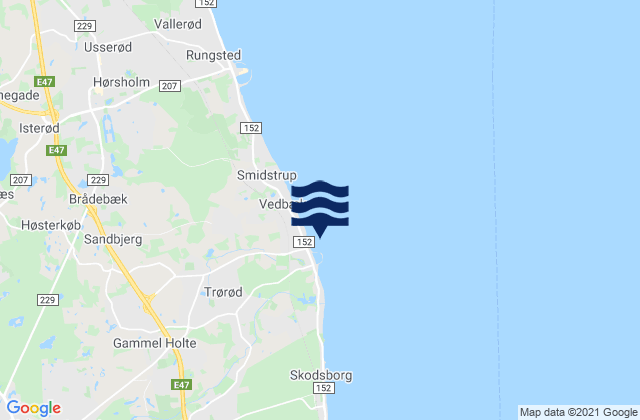 Mapa de mareas Trørød, Denmark