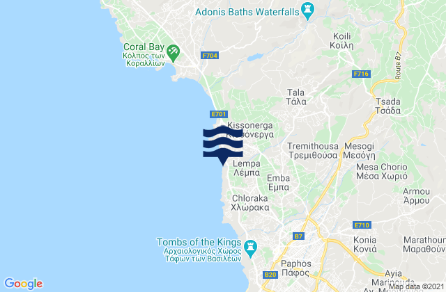 Mapa de mareas Tsáda, Cyprus