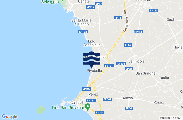 Mapa de mareas Tuglie, Italy