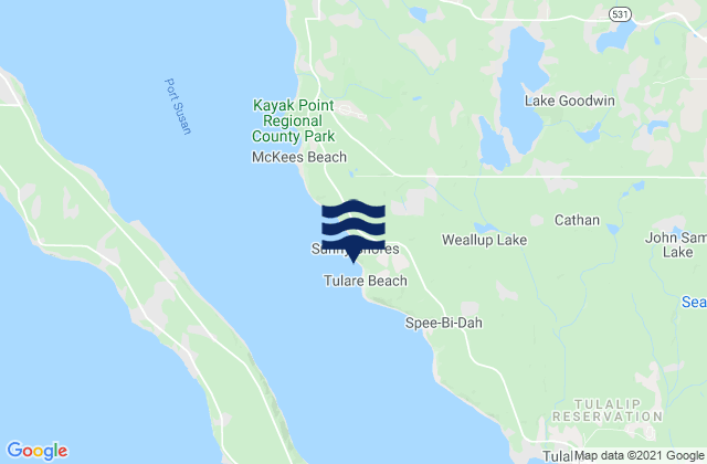 Mapa de mareas Tulare Beach Port Susan, United States