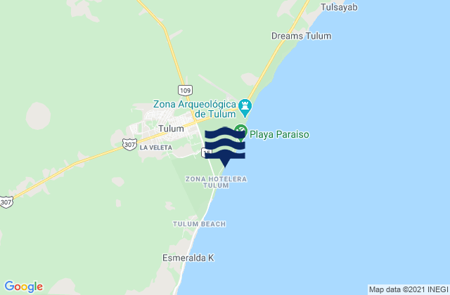 Mapa de mareas Tulum, Mexico