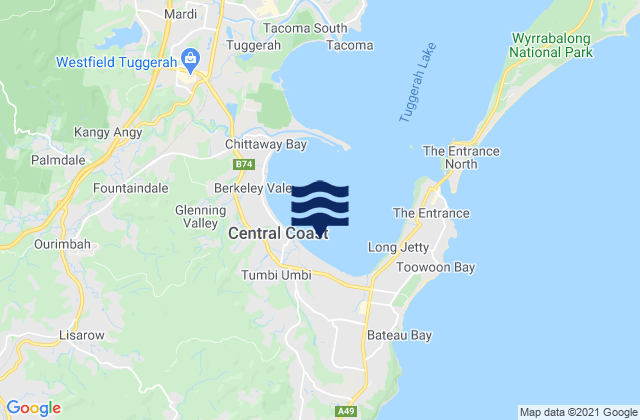 Mapa de mareas Tumbi Vmbi, Australia