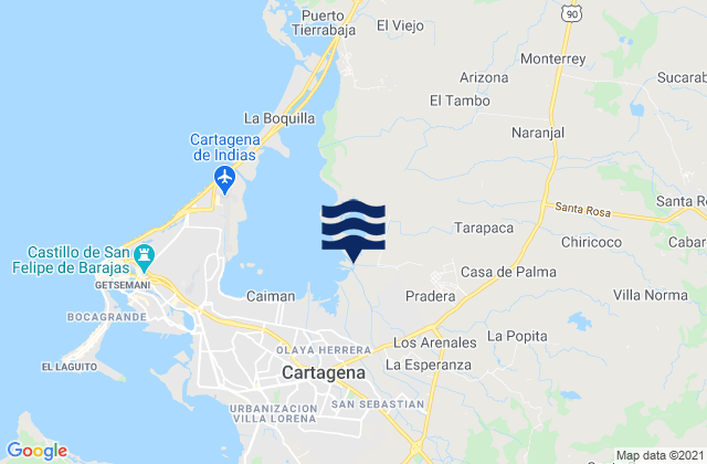 Mapa de mareas Turbaco, Colombia