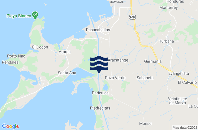 Mapa de mareas Turbaná, Colombia