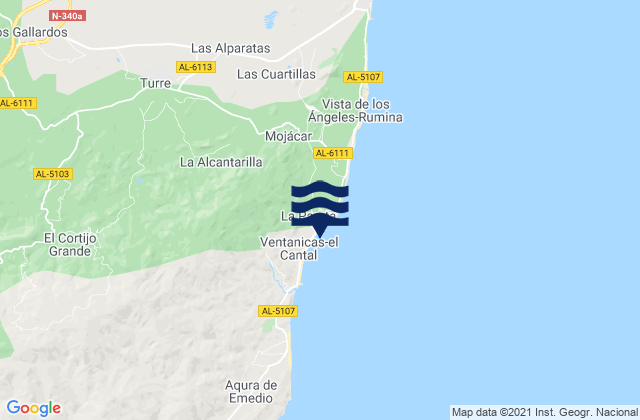 Mapa de mareas Turre, Spain