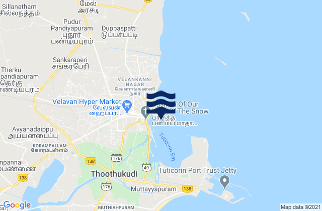 Mapa de mareas Tuticorin Gulf of Mannar, India