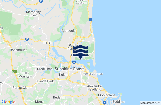 Mapa de mareas Twin Waters, Australia