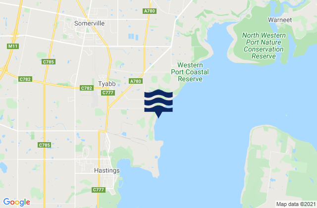 Mapa de mareas Tyabb, Australia