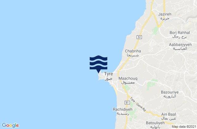 Mapa de mareas Tyre, Lebanon