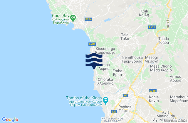 Mapa de mareas Tála, Cyprus