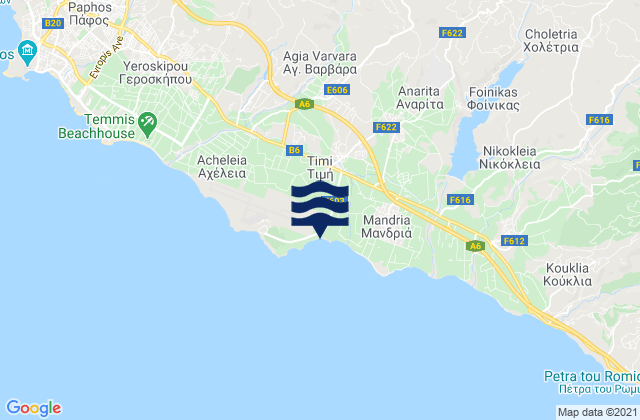 Mapa de mareas Tími, Cyprus