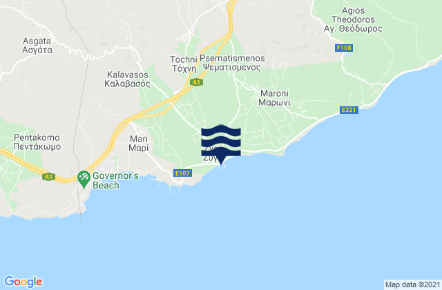 Mapa de mareas Tóchni, Cyprus