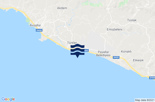 Mapa de mareas Türkler, Turkey