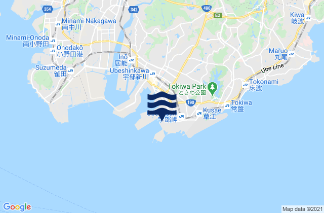 Mapa de mareas Ube Ko, Japan
