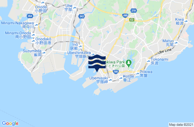 Mapa de mareas Ube, Japan