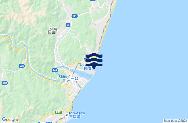 Mapa de mareas Udono, Japan