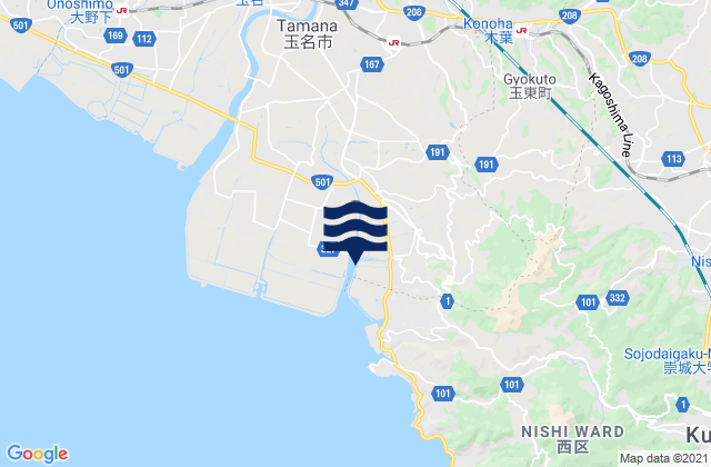 Mapa de mareas Uekimachi-mōno, Japan