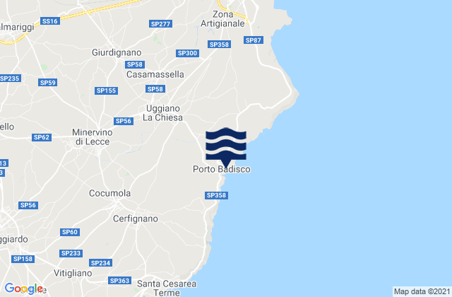 Mapa de mareas Uggiano la Chiesa, Italy