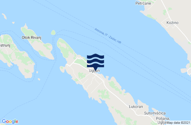 Mapa de mareas Ugljan, Croatia