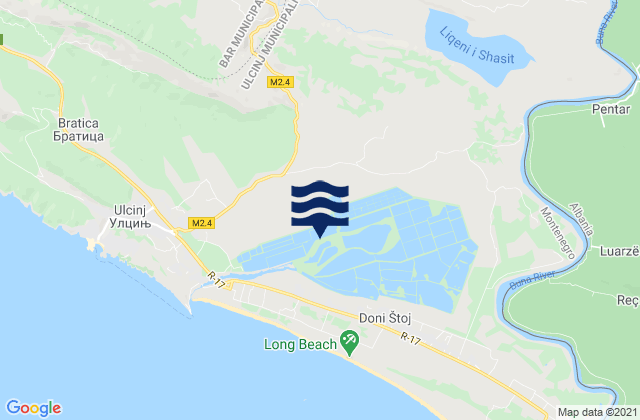 Mapa de mareas Ulcinj, Montenegro