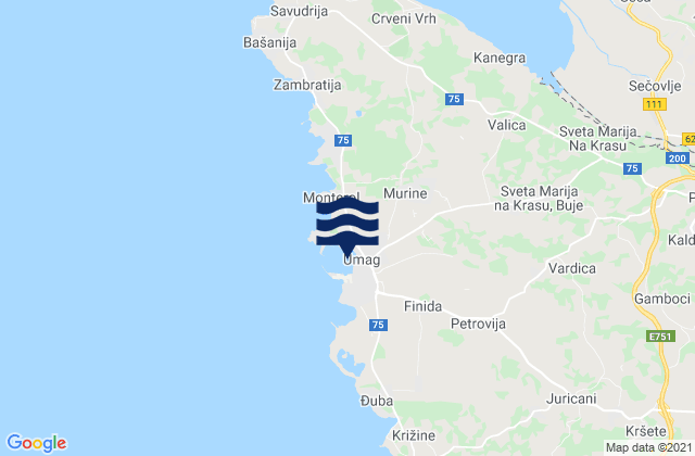 Mapa de mareas Umag-Umago, Croatia