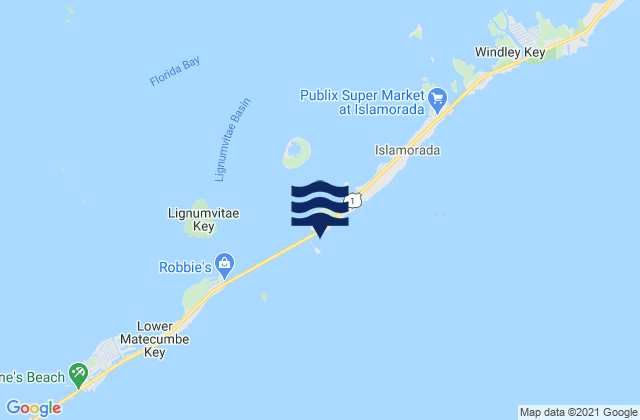 Mapa de mareas Upper Matecumbe Key (West End Hawk Channel), United States