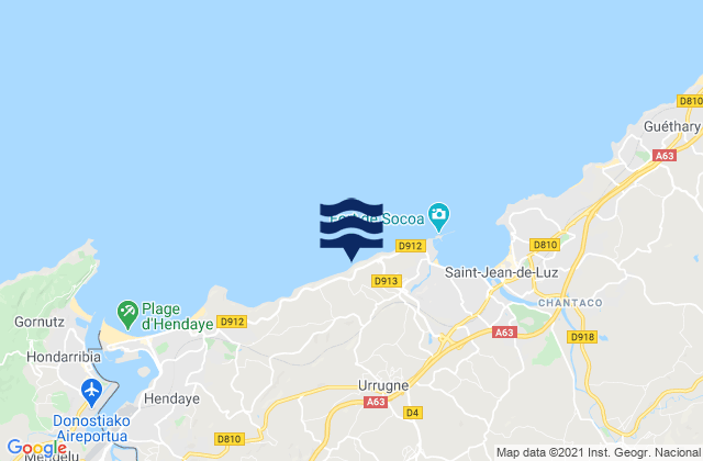 Mapa de mareas Urrugne, France
