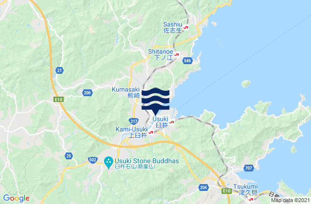 Mapa de mareas Usuki Shi, Japan