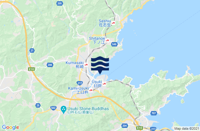 Mapa de mareas Usuki, Japan