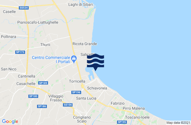 Mapa de mareas Vaccarizzo Albanese, Italy