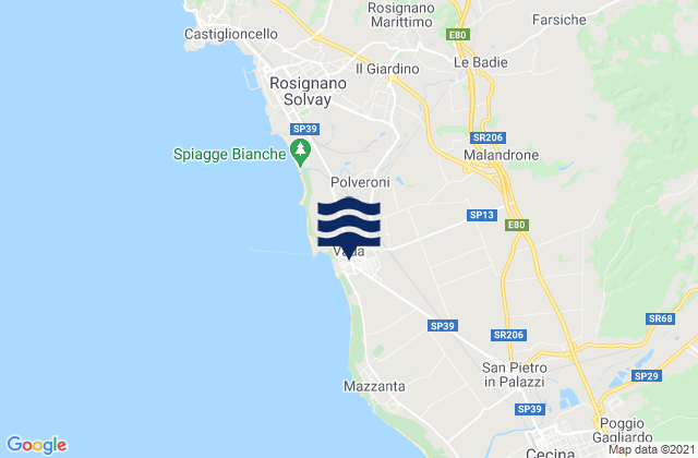 Mapa de mareas Vada, Italy