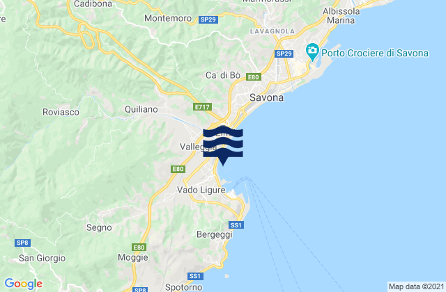 Mapa de mareas Vado Centro, Italy