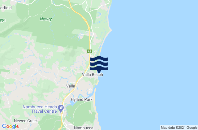 Mapa de mareas Valla Beach, Australia