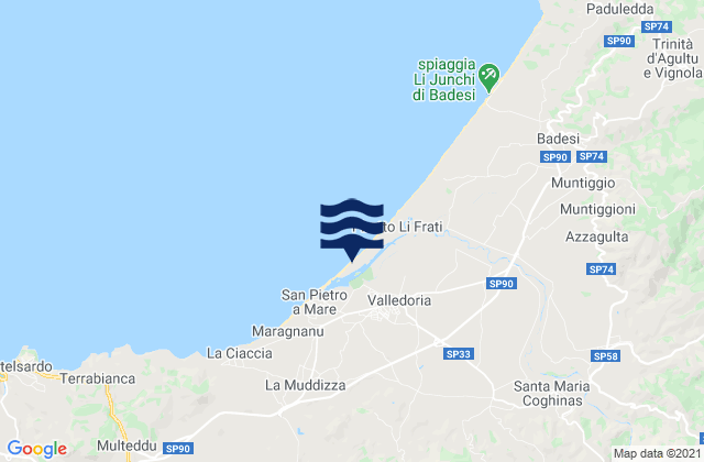 Mapa de mareas Valledoria, Italy