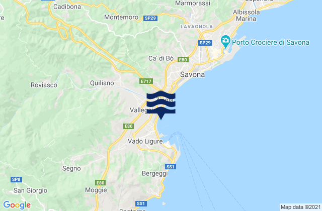 Mapa de mareas Valleggia, Italy