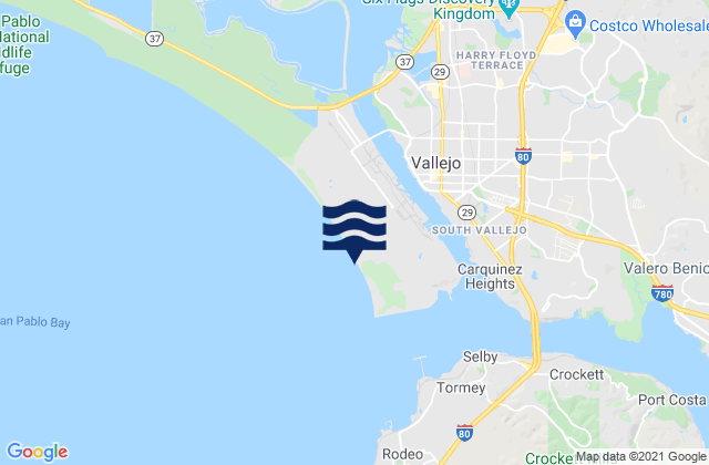 Mapa de mareas Vallejo, United States