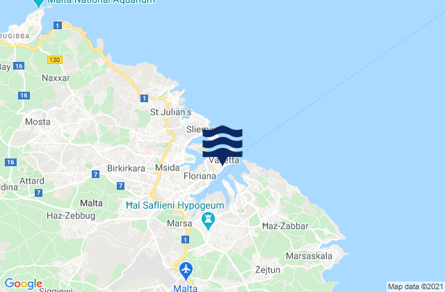 Mapa de mareas Valletta, Malta