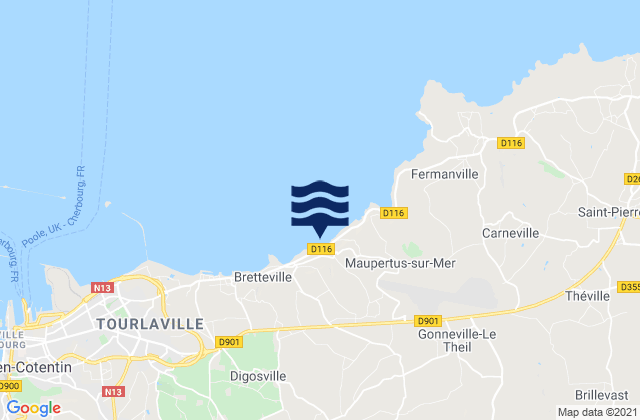 Mapa de mareas Valognes, France