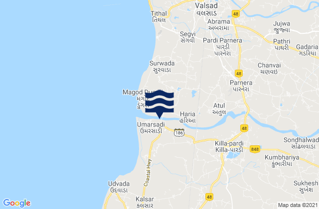 Mapa de mareas Valsād, India