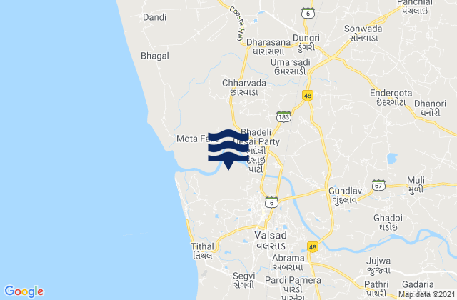 Mapa de mareas Valsād, India