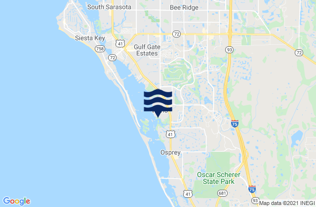 Mapa de mareas Vamo, United States